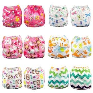 IXYVIA 6 Cloth Pocket Diapers Adjustable Snaps NEW